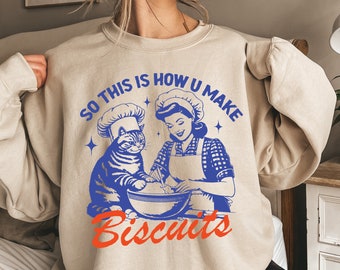 Funny Cat Baking T-Shirt: So This Is How You Make Biscuits Unisex Tee