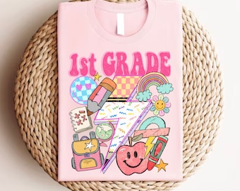 1st Grade Shirt: Back To School Tee, Girls First Day Sweatshirt