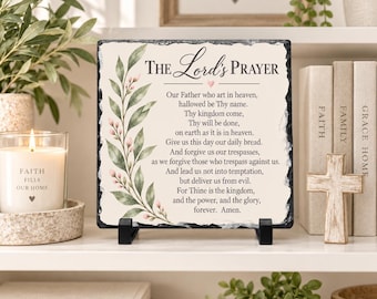 Placa de pizarra cristiana con diseño de oración, decoración de fe, regalo religioso, bendición para parejas de recién casados, arte de pared, exhibición espiritual, pieza de chimenea.