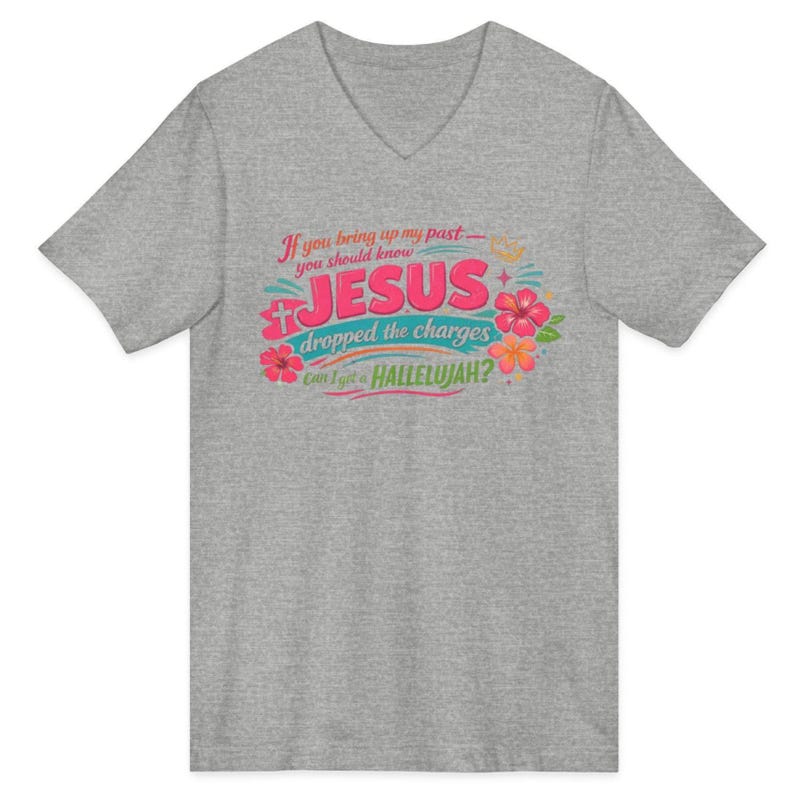 Summer Style Christian Tshirt Women Faith Design Vneck Cut Floral Pattern Hallelujah Message Religious Apparel Casual Church Wear Comfortable Fit Soft Fabric Lightweight Cotton Blend Mom Gift Jesus Inspired Clothing Spiritual Message Daily