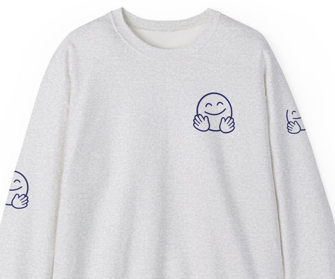 Emoji Hug Sweatshirt Cozy Crewneck Pullover Comfort Minimalist Design ...