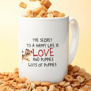 Funny Dog Lovers Mug, Cute Love Cartoon Gift Mug, Humorous Animal Gift Mug for Dog Rescue Veterinary Worker, Mom Dog Dad Dog Happiness