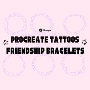Vänskapsarmband Procreate-stämplar • 8 armbandsillustrationer • Söta Procreate-penslar • Kandi-pärlarmband • Procreate-tatueringsschablon