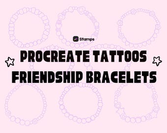 Braccialetto dell'amicizia Procreate Stamps • 8 illustrazioni di braccialetti • Pennelli carini Procreate • Braccialetti di perline Kandi • Stencil per tatuaggi Procreate