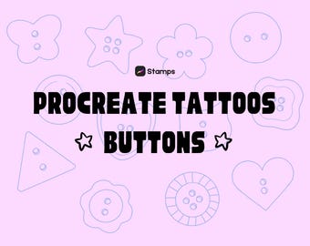 12 timbri per bottoni Procreate • Timbri per bottoni da cucito • Pennelli Procreate per la moda carina • Timbri per la moda digitale • Timbri per illustrazioni di moda