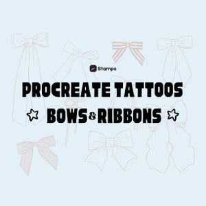 Procreate Bow Stamps • Procreate Ribbon Stamps • Cute Procreate Brushes • Fine Line Fashion Procreate Stamps • Procreate Tattoo Stencils
