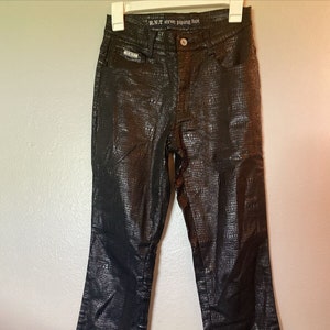 R.V.T. Jeans Black Snakeskin Flare Pants 90s Y2k Excellent 9/10 