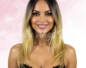 WIG | Golden Blonde Wig | Natural-Looking Wig for Women | Easy Wear Human Hair Blend Wig