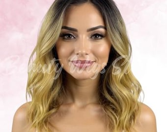WIG | Golden Blonde Wig | Natural-Looking Wig for Women | Easy Wear Human Hair Blend Wig