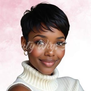 WIG | Black Wig | Black Pixie Wig | Natural-Looking Wig for Women | Easy Wear Synthetic Wig