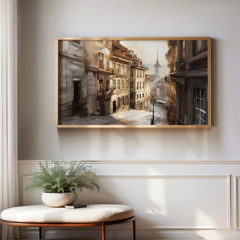 Digital Serene Sunrise Cityscape, 4K/8K TV Art Download for Samsung Frame, Vintage-Inspired Home Decor, Thoughtful Moving Gift gap24032 image 6
