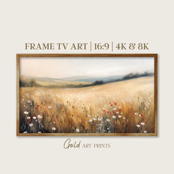 Art numérique pour téléviseur avec cadre Samsung - paysage de champ de blé, décoration minimaliste moderne, téléchargement immédiat, art mural haute résolution 4K 8K | GAP24018