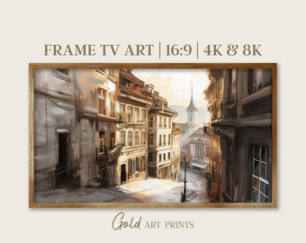 Digital Serene Sunrise Cityscape, 4K/8K TV Art Download for Samsung Frame, Vintage-Inspired Home Decor, Thoughtful Moving Gift | gap24032