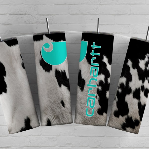 Carhartt Tumbler Wrap Sublimation Tumbler Design Cow Print Png 20oz Sublimation Tumbler Cowhide Wrap Design Png