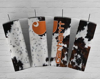 Carhartt Tumbler Wrap Sublimation Tumbler Design Cow Print Png 20oz Sublimation Tumbler Cowhide Wrap Design Png