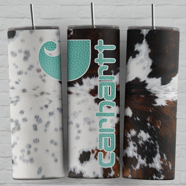 Carhartt Tumbler Wrap Sublimation Tumbler Design Cow Print Png 20oz Sublimation Tumbler Cowhide Wrap Design Png