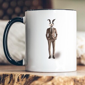 Dapper Rabbit Mug, Elegant Bunny in Suit Coffee Cup, Whimsical Office Desk Decor Mug, Unique Professional Gift, Bunny Mug, Funny Animal