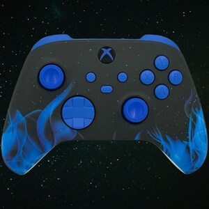 Custom Designed Midnight Black and &quot;Blue Flame&quot;, Series X/S Controller