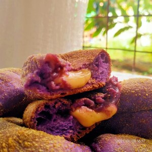 RECETA para pan de sal de ube / pan filipino pandesal / pan casero / pan asiático / receta lista para imprimir / tutorial de pan