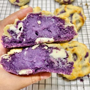 Ricetta per biscotti ripieni di Ube Ricetta per biscotti ripieni di Ube al formaggio, biscotti gourmet, biscotti di patate dolci viola, ricetta per biscotti Ube, biscotti spessi