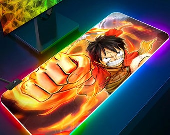 Anime Led Mouse Pad, Luffy One Piece RGB XXL Gaming Mat, LED Lighting, Non-Slip Base, Washable Design Anime Design
