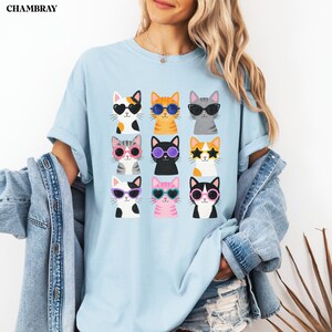 Comfort Colors® cat shirt with bright kitty illustration.