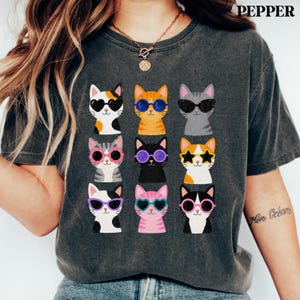 Bright kitty graphic shirt for pet lovers and cat moms.