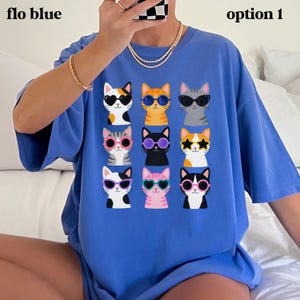 Comfort Colors® shirt featuring playful cat illustrations.