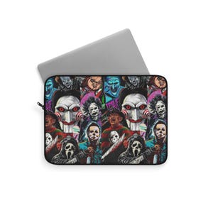 Horror Movie Laptop Sleeve: Colorful Halloween Tech Accessory, scary movie