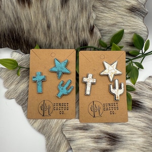 Western Faux Turquoise Pins - Hat Pins - Jacket Pins - Cowboy hat pins - Western Pins
