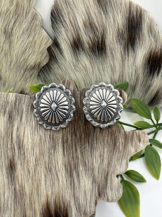 Concho Stud Earrings, Western Earrings, Large Studs