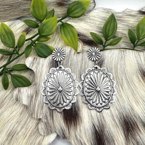 Western Concho Drop Down Earrings, Western Earrings