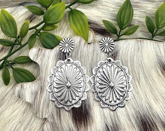 Western Concho Drop Down Earrings, Western Earrings