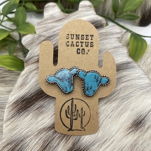 Western Cow Head Faux Turquoise Stud Earrings, Western Earrings