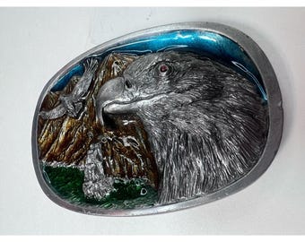 Vintage C&J Eagles Mountain Belt Buckle 1986 CJ 1135 Made in USA
