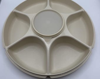 Tupperware Vintage Divided Party Tray Veggie Relish Fruit Dip Bowl 1666-1 1665-1