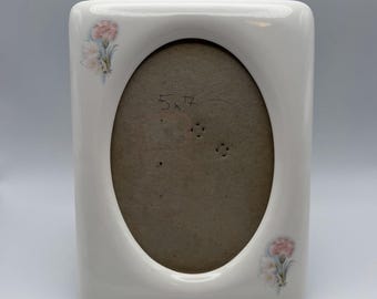 Vintage White Pastel Floral Photo Picture Frame 5x7 Cottagecore