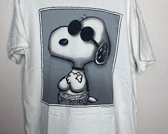 90s Vintage Snoopy As Joe Cool Calvin Klein Logo Spoof XL Peanuts Single Stitch