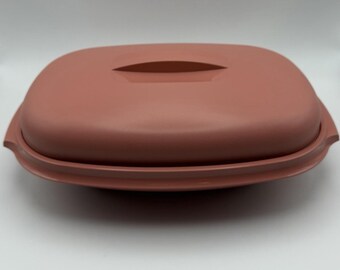 Tupperware Vintage Microwave Food Steamer 6 Cups Dusty Rose Pink 3 Piece 1273-5