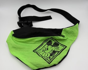 Disney Mickey Fresh Mouse Vintage Neon Green and Black Fanny Pack