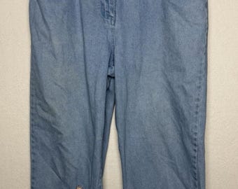 Vtg Christopher & Banks Capri Jeans Sz 14 High Rise Embroidered Whimsical Garden
