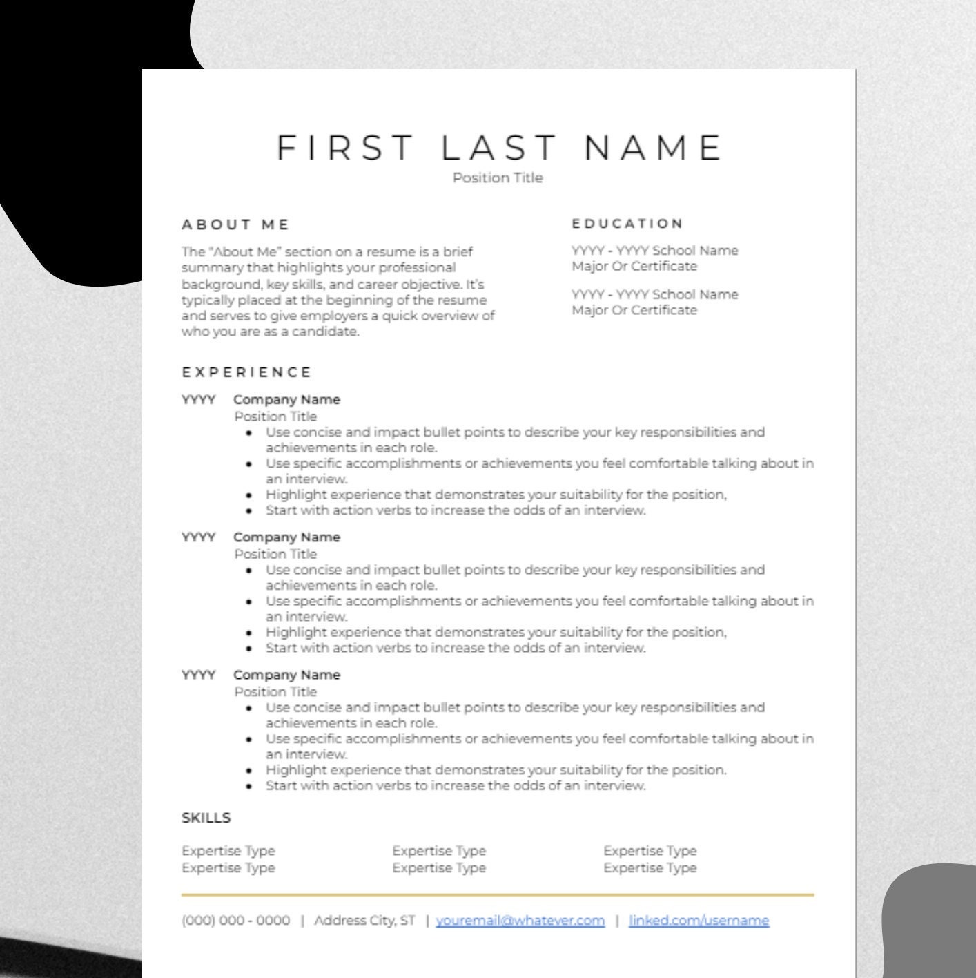 Modern Resume Professional Template . Design Microsoft Word, Google ...