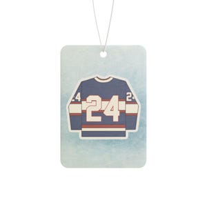 Deodorante per auto con maglia da hockey numero 24 / Pino, auto nuova, ghiaccio nero immagine 2