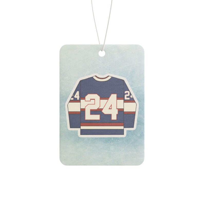Deodorante per auto con maglia da hockey numero 24 / Pino, auto nuova, ghiaccio nero immagine 5
