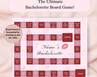 May include: A pink and burgundy bachelorette party board game with various prompts. The game board is formatted for printing at 30 x 25 inches and features spaces with instructions like "Drink if you have" and "Truth or Lie".