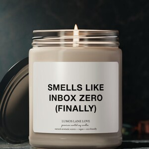 Smells Like Inbox Zero Funny Office Candle Gift For Coworker Retirement Candle Email Candle Office Desk Decor Gift For Boss Birthday Candle