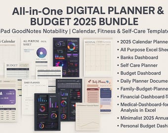 2025 - 30 Digital Planners & Budget Bundle: GoodNotes, Notability, iPad (Digital Download)