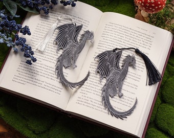 Silver Dragon Faux Leather Bookmark