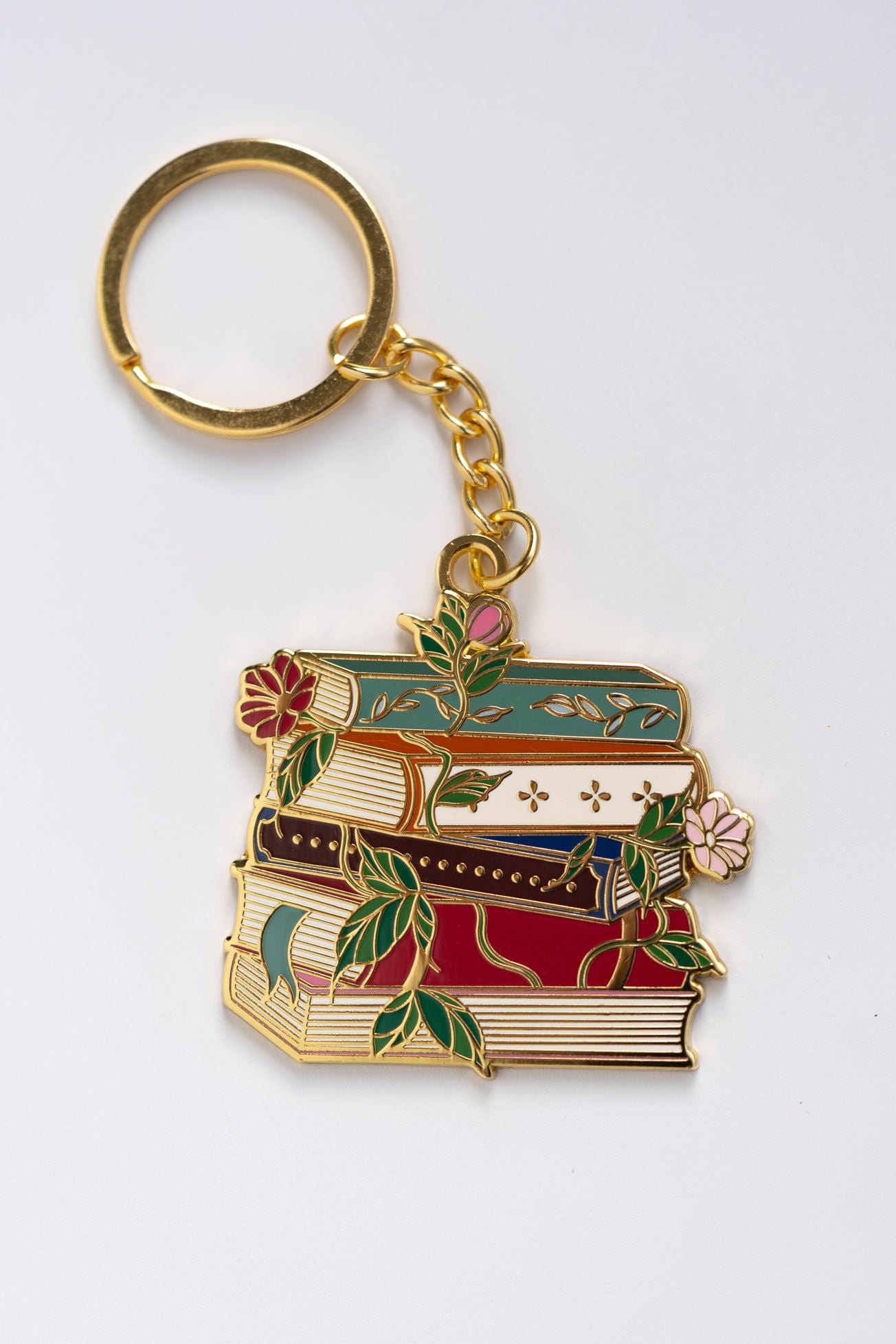 Keychain Stack Stack of Books Enamel Keychain - Etsy