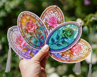 Stained Glass Rose Bookmarks